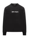 Palm Angels Black Cotton Crew Neck Sweatshirt With White Logo