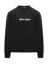 Palm Angels Black Cotton Crew Neck Sweatshirt With White Logo