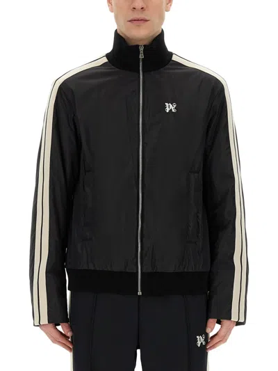 Palm Angels Zip-up Sweatshirt In Black