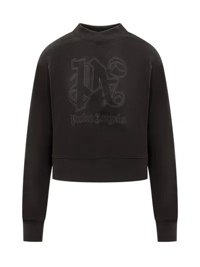 PALM ANGELS BLACK COTTON SWEATSHIRT