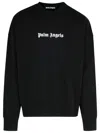 Palm Angels Black Cotton Crew Neck Sweatshirt With White Logo In Black