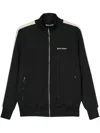 Palm Angels Black High Neck Sweatshirt With Logo Lettering On The Front In Wool Blend Man In Black
