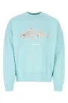 Palm Angels Broken Shark Cotton Sweatshirt In Blue