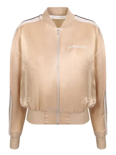 Palm Angels Luxury Sports Bomber Jacket In Beige