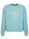 Palm Angels Broken Shark Cotton Sweatshirt In Blue