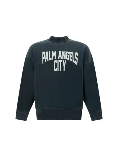 Palm Angels Sweatshirts In Dark Grey White