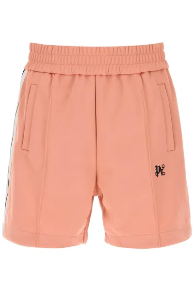Palm Angels Men's Sweatshorts With Side Bands In Pink