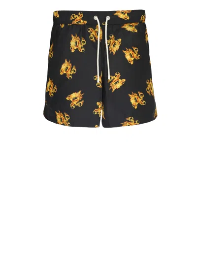 Palm Angels Swim Trunks With Print In Black