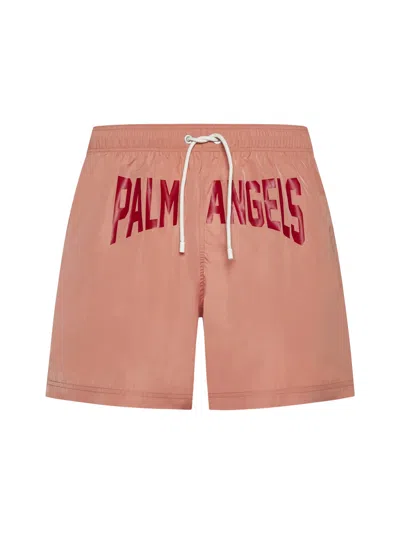 Palm Angels Swimming Trunks In Pink Red
