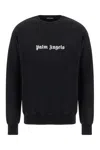 Palm Angels Black Cotton Crew Neck Sweatshirt With White Logo