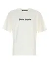 Palm Angels White Short-sleeved T-shirt With Monogram Pa Embroidery In White