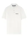 Palm Angels White Polo Shirt With Classic Collar And Logo On The Front In Black