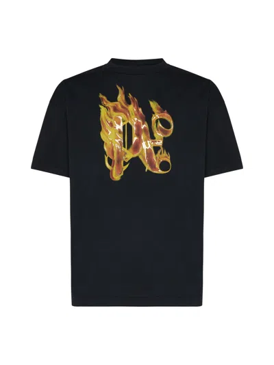 Palm Angels T-shirt In Nero/oro