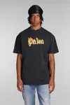 Palm Angels Burning Palm Black Cotton Oversize T-shirt In Black