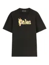 Palm Angels Burning Palm Black Cotton Oversize T-shirt In Black