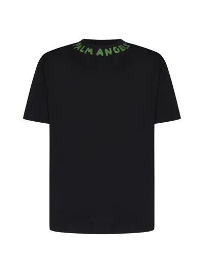 Palm Angels T-shirt In Black Green Fluo