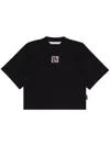 Palm Angels Crew Neck Short Sleeve Embroidered T-shirt In Black