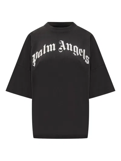 Palm Angels Crew Neck Short Sleeves Top In Black