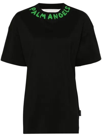 Palm Angels Logo-print Cotton T-shirt In Black  