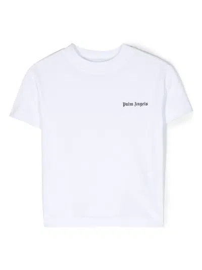 Palm Angels Kids' Logo T-shirt In White