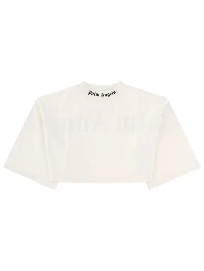 Palm Angels T-shirt Cropped Con Logo In White
