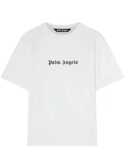 Palm Angels T-shirt Girocollo Con Stampa In White