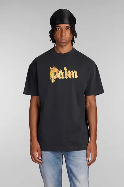 PALM ANGELS T-SHIRT IN BLACK COTTON