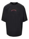 Palm Angels Curved Logo Over T-shirt In Black