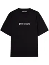 Palm Angels Blue Cotton T-shirt With Palm Print And Logo In Black  
