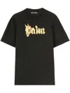 Palm Angels Burning Palm Black Cotton Oversize T-shirt In Black  