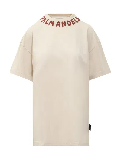 Palm Angels T-shirt Logo Seasonel In Metallic