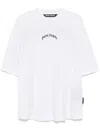 Palm Angels White Black Curved Logo T-shirt In White