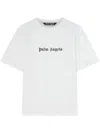 Palm Angels White Short-sleeved T-shirt With Monogram Pa Embroidery In Multicolor