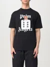 Palm Angels Black T-shirt With Front Dice And Logo Print In Black