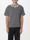 Palm Angels Gradient Gray Cotton T-shirt With Contrast Print In Animal Print