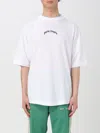 Palm Angels White Black Curved Logo T-shirt In White