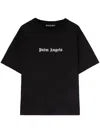 Palm Angels Blue Cotton T-shirt With Palm Print And Logo