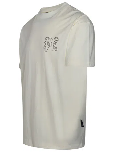 Palm Angels Monogram Studded Classic T-shirt In White