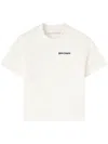 Palm Angels White Fitted Crewneck T-shirt With Emboridered Logo