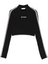 Palm Angels Long Sleeves Cropped Mockneck Top In Black
