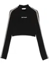 Palm Angels Long Sleeves Cropped Mockneck Top In Black