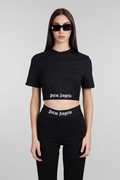 Palm Angels Classic Logo Cropped T-shirt In Black