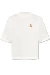 Palm Angels Mini Bear Cropped T-shirt In Off White