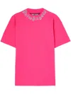 Palm Angels T-shirt With Logo On The Neck In 3240 Fuchsia Light Blue
