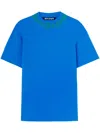 Palm Angels Men T-shirt With Logo On The Neck In Blue