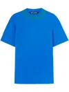 Palm Angels Men T-shirt With Logo On The Neck In Blue