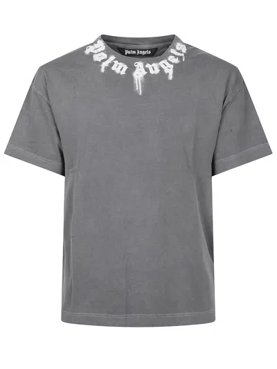 Palm Angels T-shirt With Logo On The Neck In Gray