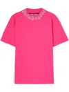 Palm Angels T-shirt With Logo On The Neck In Pink & Purple
