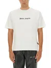 Palm Angels White Short-sleeved T-shirt With Monogram Pa Embroidery In White