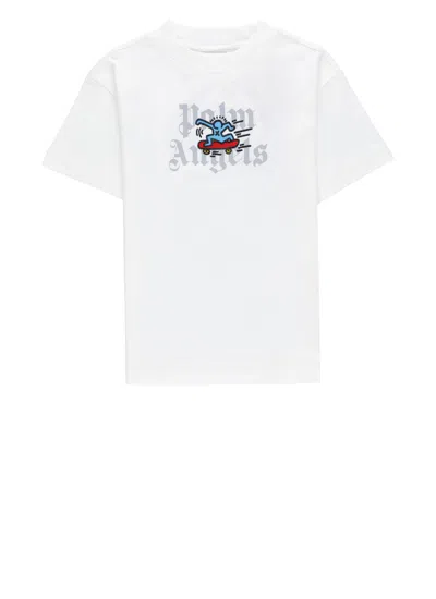 Palm Angels Kids' T-shirt With Logo In White